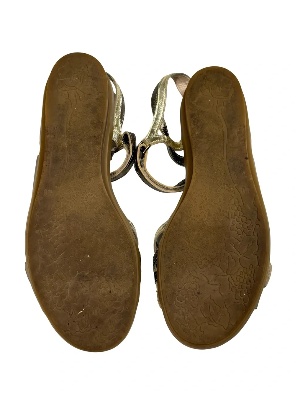 BeautiFeel Sandals Womens Eu40 US 9 Metallic Gold Bronze Leather Comfort Straps